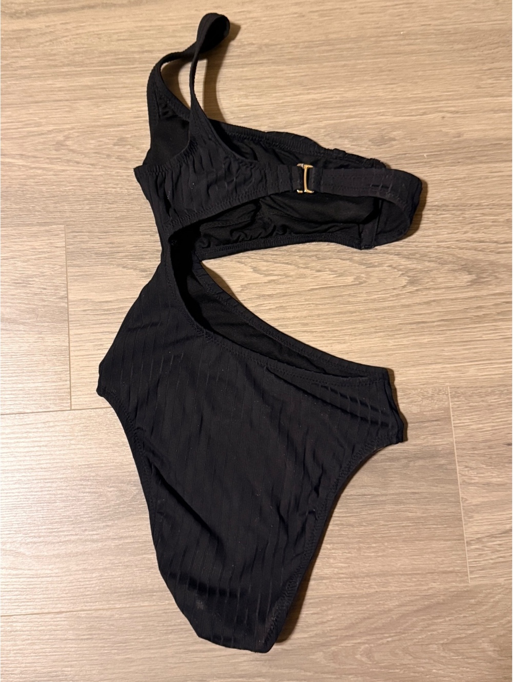 Black One-Shoulder Cutout One-Piece Swimsuit XS